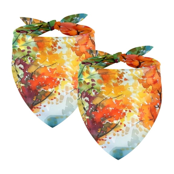 PhooArto Watercolors Trees Colored Print Dog Bandanas, 2 Pack Soft Washable Pet Scarf Triangle for Large Dogs Puppies and Cats