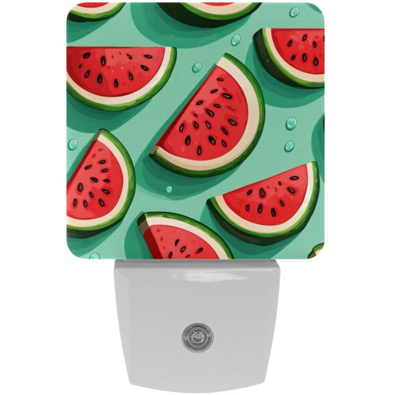 PhooArto Watermelon Patterns Plug in LED Night Light Auto Sensor Dusk to Dawn Decorative Night for Bedroom, Bathroom, Kitchen, Hallway, Stairs, Baby's Room, Energy Saving