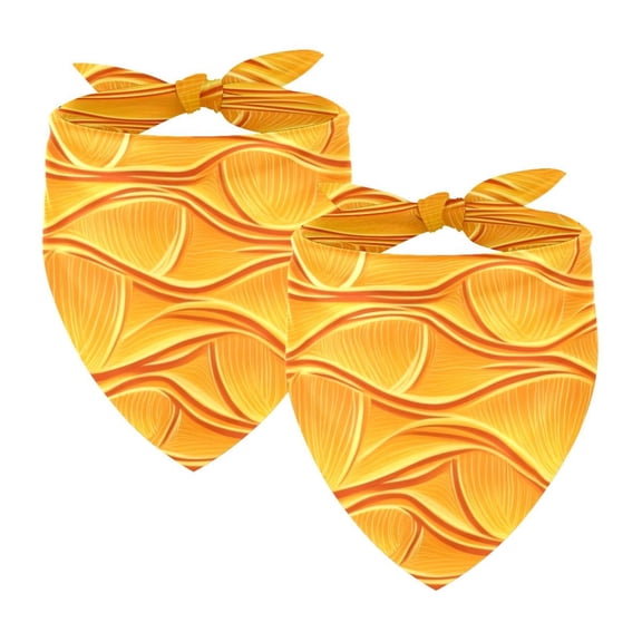 PhooArto Wave Orange Pattern Dog Bandanas, 2 Pack Soft Washable Pet Scarf Triangle for Large Dogs Puppies and Cats