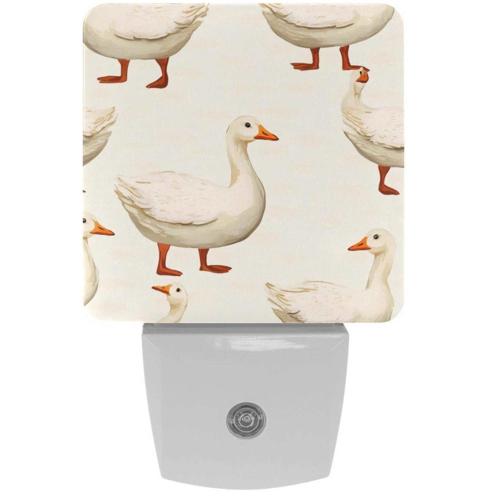 PhooArto White Gooses Pattern Plug in LED Night Light Auto Sensor Dusk to Dawn Decorative Night for Bedroom, Bathroom, Kitchen, Hallway, Stairs, Baby's Room, Energy Saving