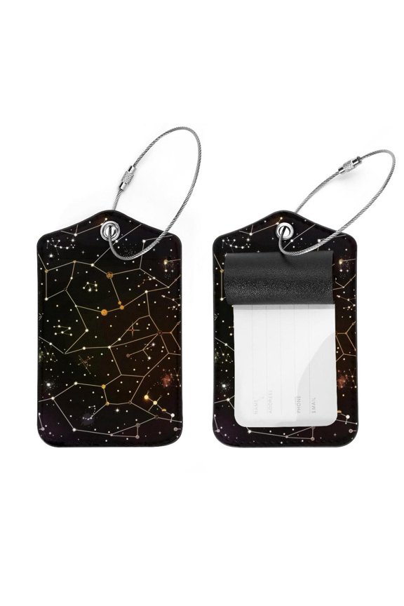 Zodiac Stars Spot Connection Pattern Luggage Tags with Stainless Steel Loop, 2 Pack Luggage Tag Holders for Travel Luggage Baggage Identifier