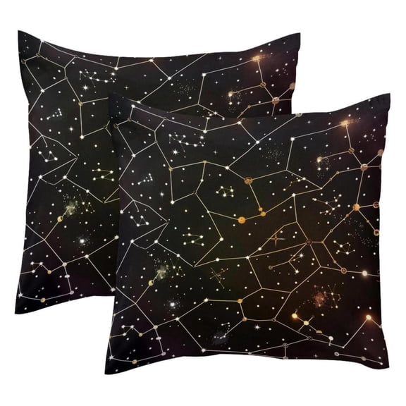 PhooArto Zodiac Stars Spot Connection Pattern Set of 2 Throw Pillow Covers Cases - 16" x 16" Square Decorative Cushion Covers for Sofa Couch Bed Home Decoration