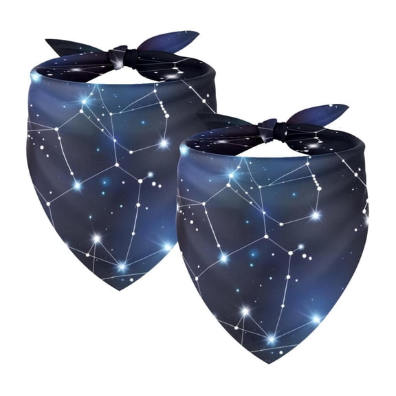 PhooArto Zodiac Stars Spots Connection Pattern Dog Bandanas, 2 Pack Soft Washable Pet Scarf Triangle for Large Dogs Puppies and Cats