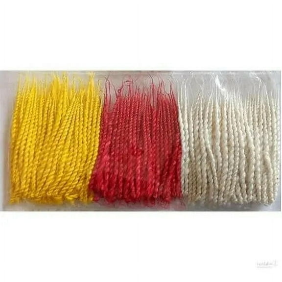 Phool Batti Long Cotton Wicks/Lambi Diya Batti/Akhand Jyot Batti for Puja Arti Navratri Special in Red, Yellow and White Color Pack of 4