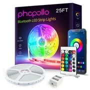 Phopollo 25 FT LED Strip Lights,Bluetooth LED Lights for Bedroom, Color Changing Light Strip with Music Sync, Phone Controller and IR Remote(APP+Remote +Mic)