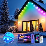 Phopollo Permanent Outdoor Lights,Eave light 100ft 60 LEDs RGB+IC,IP67 Waterproof,Smart APP/Remote control, Suitable for Outside House Decor, Holiday