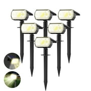 Phopollo Solar Lights Outdoor Waterproof IP65, 64 LED 3 Lighting Modes Solar Powered Garden Yard Spot Solar Lights for Outside Landscape- 6Pack (Warm White)