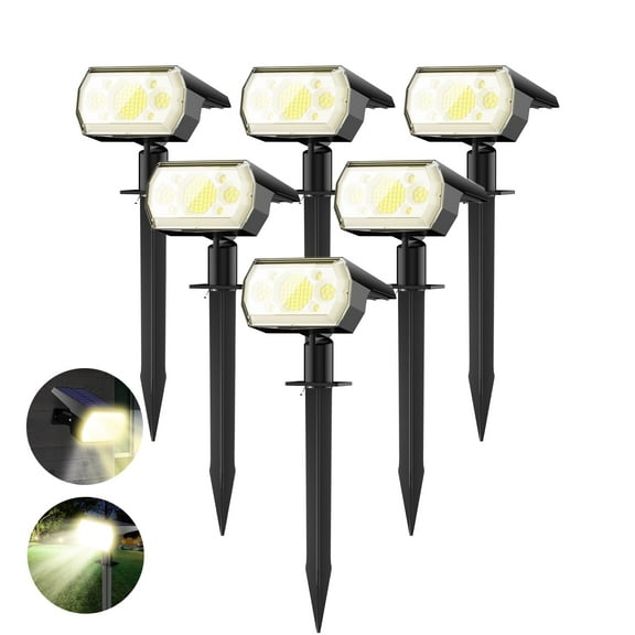 Phopollo Solar Lights Outdoor,6Pack Warm White,Spotlight Waterproof IP65, 64 LED 3 Lighting Modes Solar Powered,Solar landscape Lights for Outside Garden Yard
