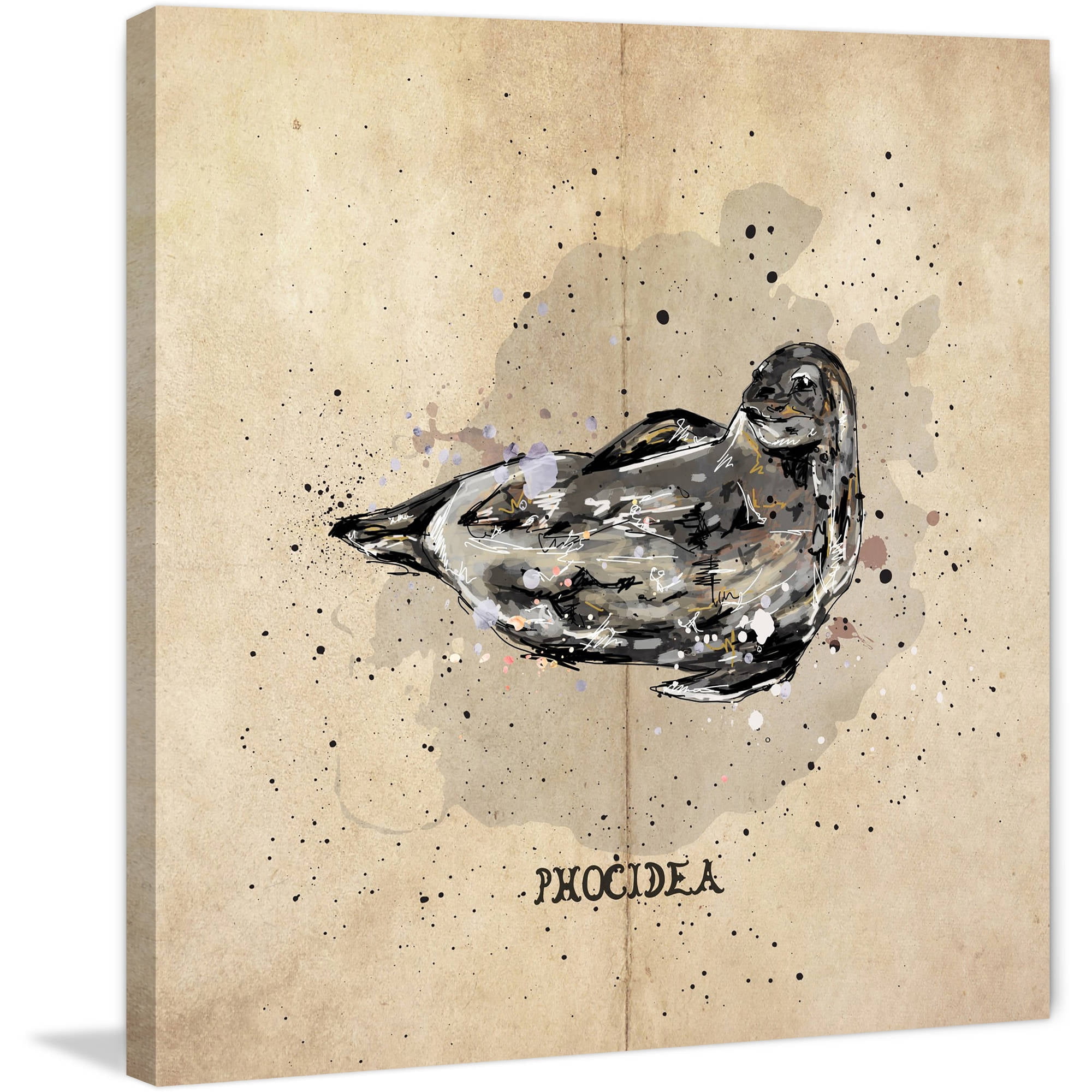 "Phoque" Painting Print on Wrapped Canvas