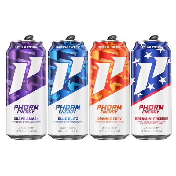 Phorm Energy Drink Variety Pack, 4 Flavors, 12 Cans, 16 fl oz Each