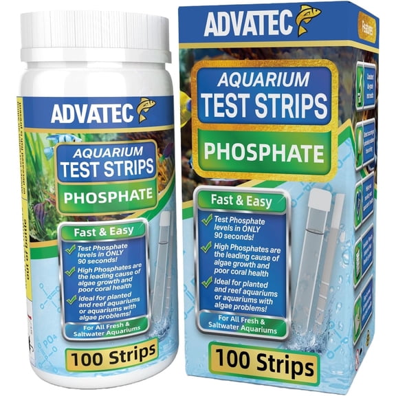 Phosphate Test Strips for Freshwater & Saltwater Fish Tank - Testing Strips for Fresh & Salt Water Aquarium - Lab Grade Water Tester Kit - 100 Count