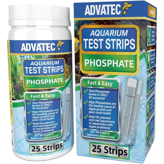Phosphate Test Strips for Freshwater & Saltwater Fish Tank - Testing Strips for Fresh & Salt Water Aquarium - Lab Grade Water Tester Kit - 25 Count