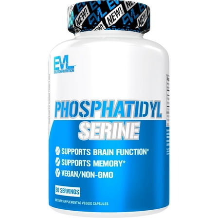 Phosphatidyl Serine Nootropic Brain Support Supplement - Advanced Anti Aging Brain Supplement for Memory and Focus with Phosphatidylserine 300mg - EVL Vegan Non-GMO Brain Health Supplement for Adults