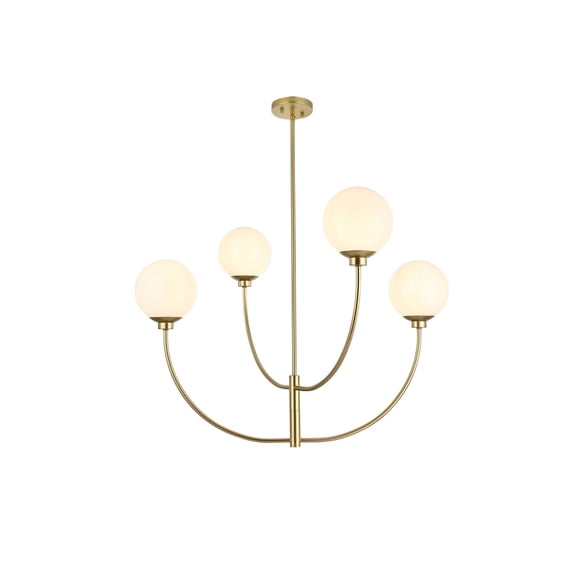 Phosphor 4 Light Chandelier in Brass