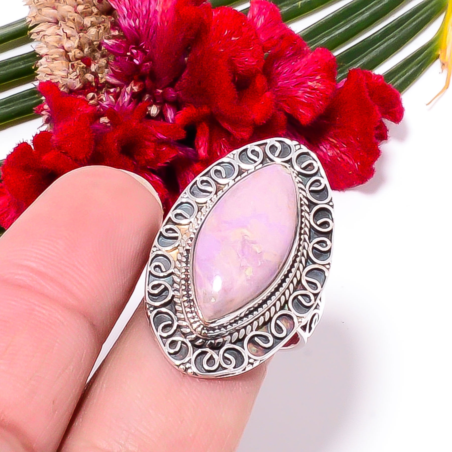 ZAM GEMS Phosphosiderite - Argentina Fine Art Oxidised 925 Sterling Silver Ring s.9 Sku28, Lavender Ring, Natural Gemstone Ring