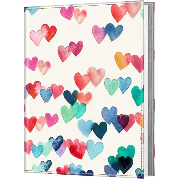 Photo Album for 8x10 Photos - 52 Pockets Premium Vegan Leather Cover Pictures Albums Book, Art Portfolio Collection Family/Wedding/Anniversary Artwork, Raining Hearts