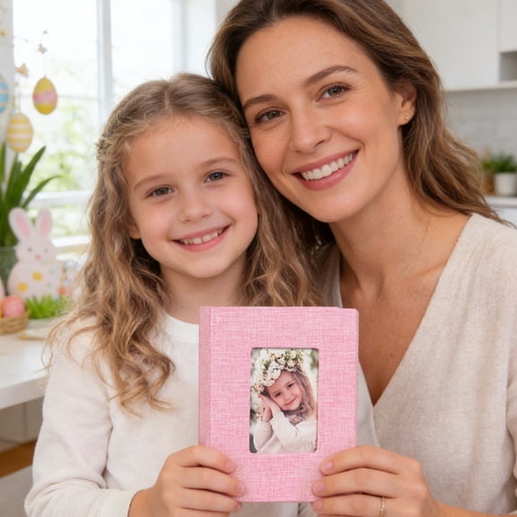 Photo Album 100 Sheets 4R 6 Inch, Linen - Textured Fabric Cover, Pink, For Storing And Displaying Memories, Ideal For S & Teens, 1 Album