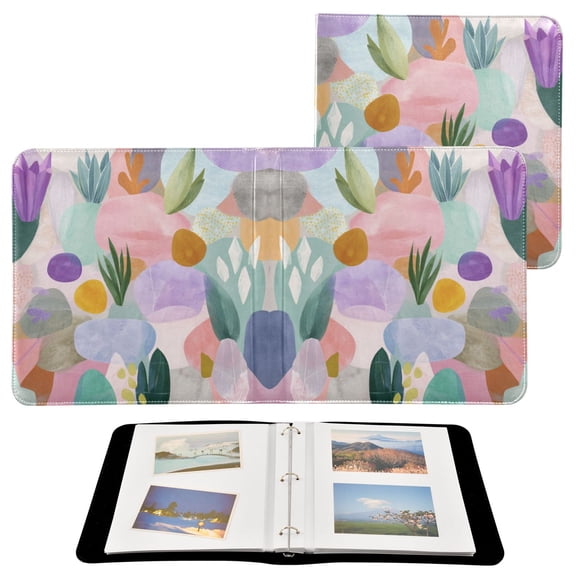 Photo Album 11.8x11.2 Inch Leather Cover Photo Book Scrapbooking Albums for Weddings Birthdays Anniversaries Abstract Shapes and Forms Pattern