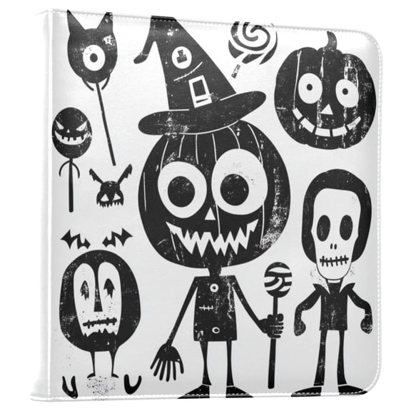 Photo Album 11.8x11.2 Inch Leather Cover Photo Book Scrapbooking Albums for Weddings Birthdays Anniversaries Black and White Pumpkins