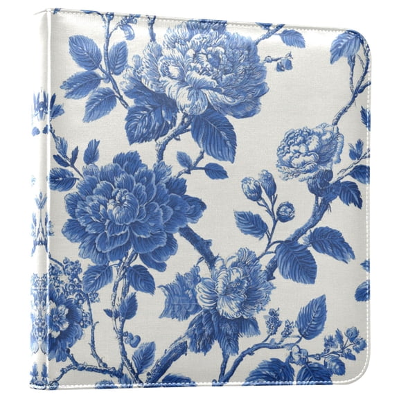 Photo Album 11.8x11.2 Inch Leather Cover Photo Book Scrapbooking Albums for Weddings Birthdays Anniversaries Blue Floral