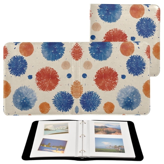 Photo Album 11.8x11.2 Inch Leather Cover Photo Book Scrapbooking Albums for Weddings Birthdays Anniversaries Blue Splashes Artistic Pattern