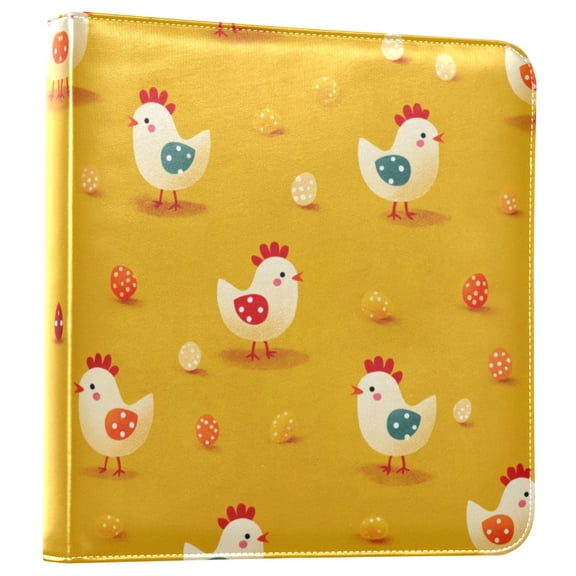 Photo Album 11.8x11.2 Inch Leather Cover Photo Book Scrapbooking Albums for Weddings Birthdays Anniversaries Cartoon Chickens Pattern
