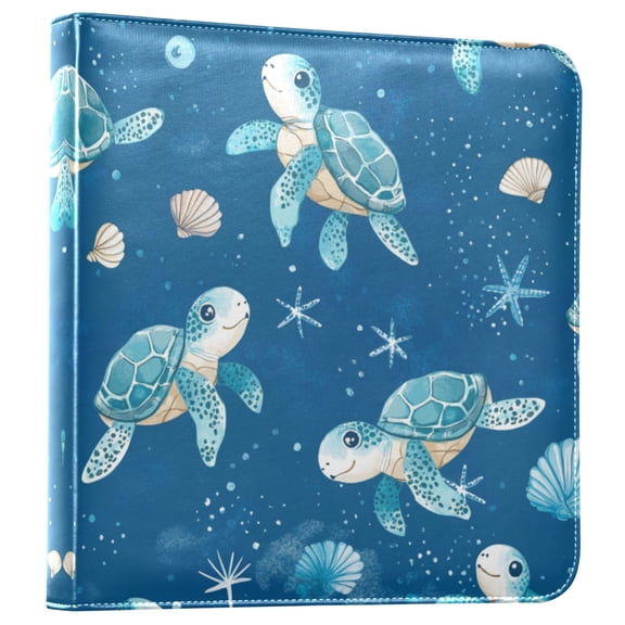 Photo Album 11.8x11.2 Inch Leather Cover Photo Book Scrapbooking Albums for Weddings Birthdays Anniversaries Cute Turtles Pattern
