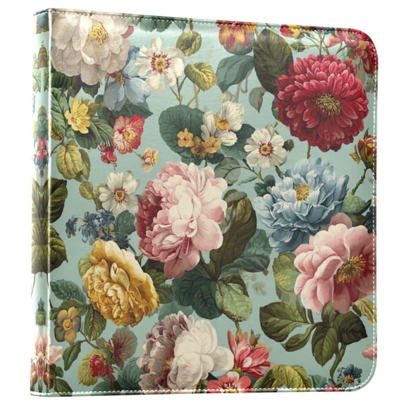 Photo Album 11.8x11.2 Inch Leather Cover Photo Book Scrapbooking Albums for Weddings Birthdays Anniversaries Floral Pattern with Roses