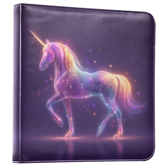 Photo Album 11.8x11.2 Inch Leather Cover Photo Book Scrapbooking Albums for Weddings Birthdays Anniversaries Glowing Unicorn