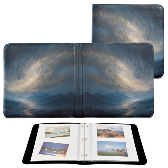 Photo Album 11.8x11.2 Inch Leather Cover Photo Book Scrapbooking Albums for Weddings Birthdays Anniversaries Golden Nebula