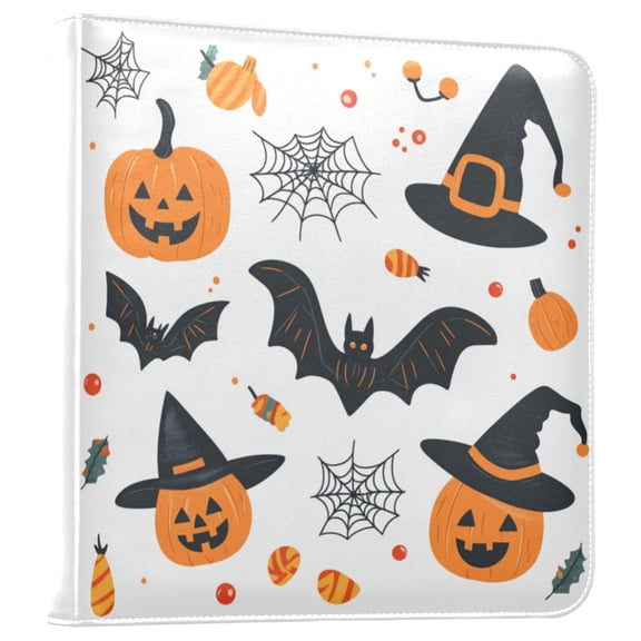 Photo Album 11.8x11.2 Inch Leather Cover Photo Book Scrapbooking Albums for Weddings Birthdays Anniversaries Halloween Cute Doodle Clip Art Set