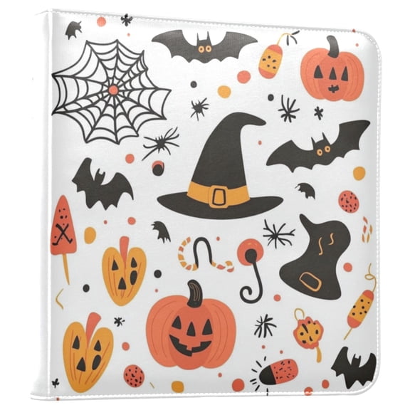 Photo Album 11.8x11.2 Inch Leather Cover Photo Book Scrapbooking Albums for Weddings Birthdays Anniversaries Halloween Doodle Clip Art