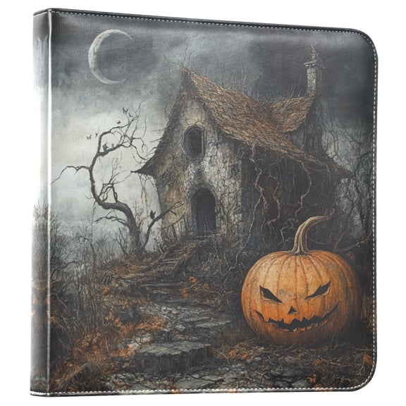 Photo Album 11.8x11.2 Inch Leather Cover Photo Book Scrapbooking Albums for Weddings Birthdays Anniversaries Halloween Pumpkin and Witch's House