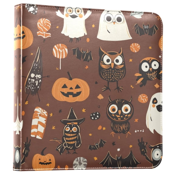 Photo Album 11.8x11.2 Inch Leather Cover Photo Book Scrapbooking Albums for Weddings Birthdays Anniversaries Halloween-themed Cartoonish Characters