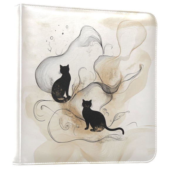 Photo Album 11.8x11.2 Inch Leather Cover Photo Book Scrapbooking Albums for Weddings Birthdays Anniversaries Ink Painting Style Cat