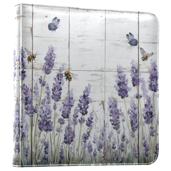 Photo Album 11.8x11.2 Inch Leather Cover Photo Book Scrapbooking Albums for Weddings Birthdays Anniversaries Lavender and Bees