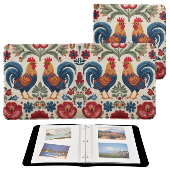 Photo Album 11.8x11.2 Inch Leather Cover Photo Book Scrapbooking Albums for Weddings Birthdays Anniversaries Male and Female Chickens