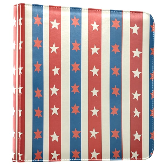 Photo Album 11.8x11.2 Inch Leather Cover Photo Book Scrapbooking Albums for Weddings Birthdays Anniversaries Red and Blue Striped Pattern