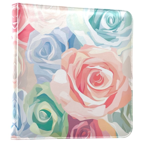 Photo Album 11.8x11.2 Inch Leather Cover Photo Book Scrapbooking Albums for Weddings Birthdays Anniversaries Roses Pattern