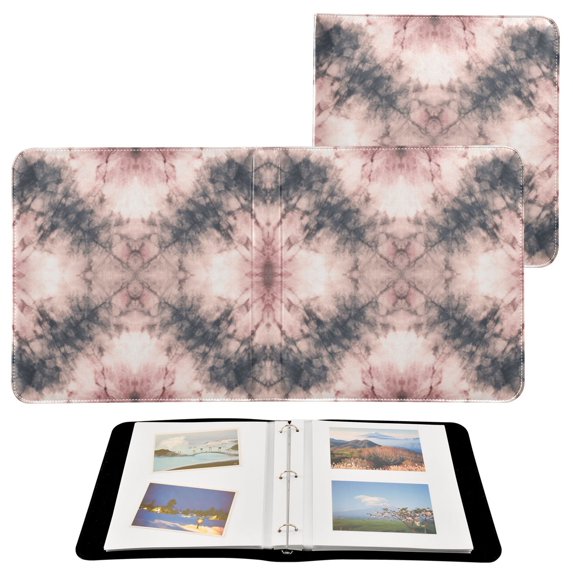 Photo Album 11.8x11.2 Inch Leather Cover Photo Book Scrapbooking Albums for Weddings Birthdays Anniversaries Soft Pink Tie-dye Pattern