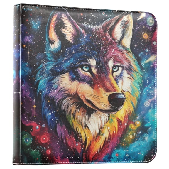 Photo Album 11.8x11.2 Inch Leather Cover Photo Book Scrapbooking Albums for Weddings Birthdays Anniversaries Star-studded Wolf