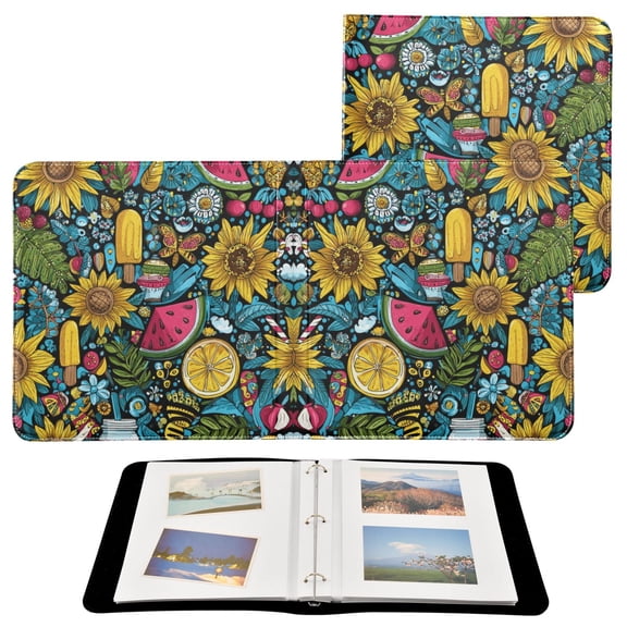 Photo Album 11.8x11.2 Inch Leather Cover Photo Book Scrapbooking Albums for Weddings Birthdays Anniversaries Vibrant and Colorful Graffiti Patterns