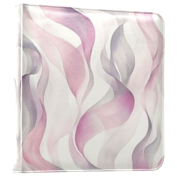 Photo Album 11.8x11.2 Inch Leather Cover Photo Book Scrapbooking Albums for Weddings Birthdays Anniversaries Watercolor Abstract Wavy Lines