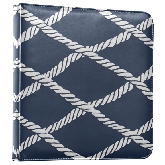Photo Album 11.8x11.2 Inch Leather Cover Photo Book Scrapbooking Albums for Weddings Birthdays Anniversaries White Lines Of Rope