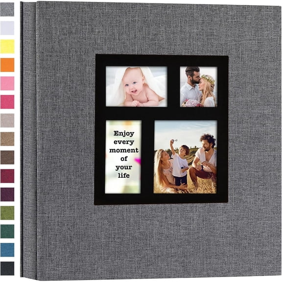 Photo Album 4x6 1000 Photos Linen Cover Large Capacity Picture Albums for Family Wedding Anniversary Baby Vacation (Grey)