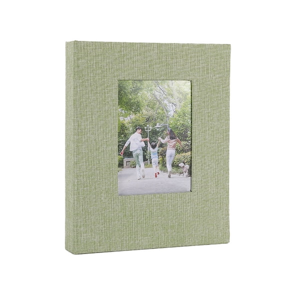 Spacious 4x6 Photo Album with Linen Fabric Cover And Front Window For ...