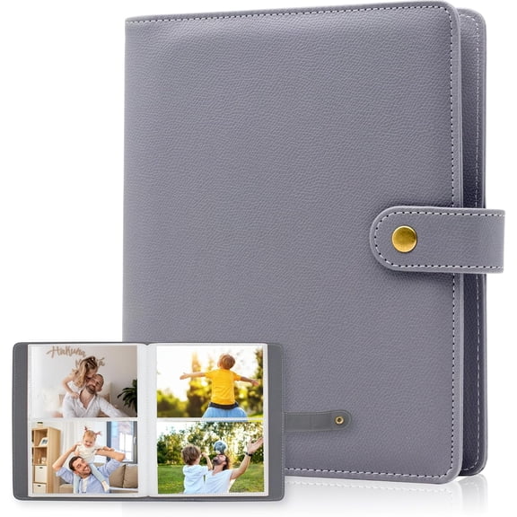 Photo Album 4x6 152 Pockets PU Leather Cover Large Capacity Picture Book for Family Wedding Anniversary Memories (Grey)
