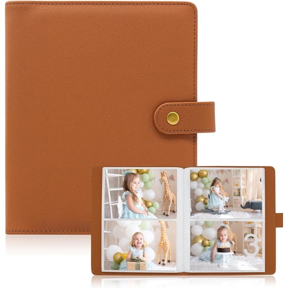 Photo Album 4x6, 152 Pockets PU Leather Cover Large Capacity Picture for Family Wedding Anniversary Baby Vacation (Brown)