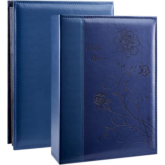 Photo Album 4x6 300 Photos, Extra Large Capacity Leather Cover Wedding Family Photo Albums Holds 300 Horizontal 4x6 Photos(Blue)