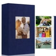 thumbnail image 1 of Photo Album 4x6 300 Pictures, Photo Book Linen Cover with Front Window, Large Capacity Slip-in Picture Albums with Horizontal Pockets for Wedding Kids Travel Anniversary Family Baby Pictures, Blue, 1 of 8